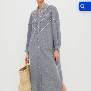 Pomander Place Blue and White Checkered Midi Dress